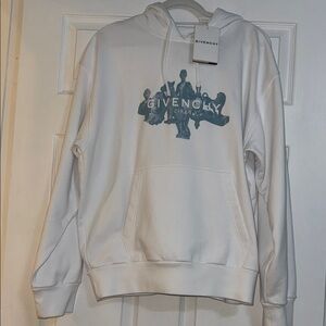 Givenchy White and Blue Graphic Hoodie for Men